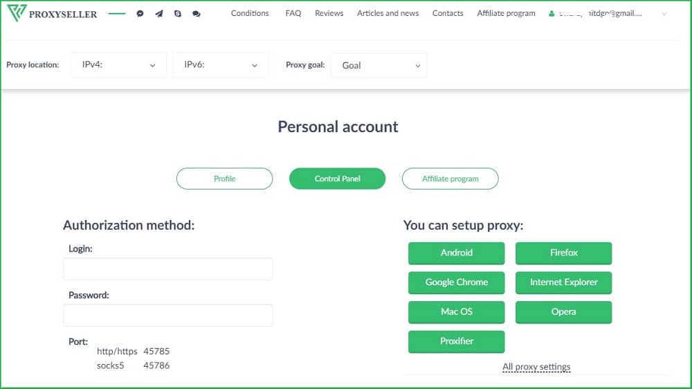 Proxy-Seller's Dashboard