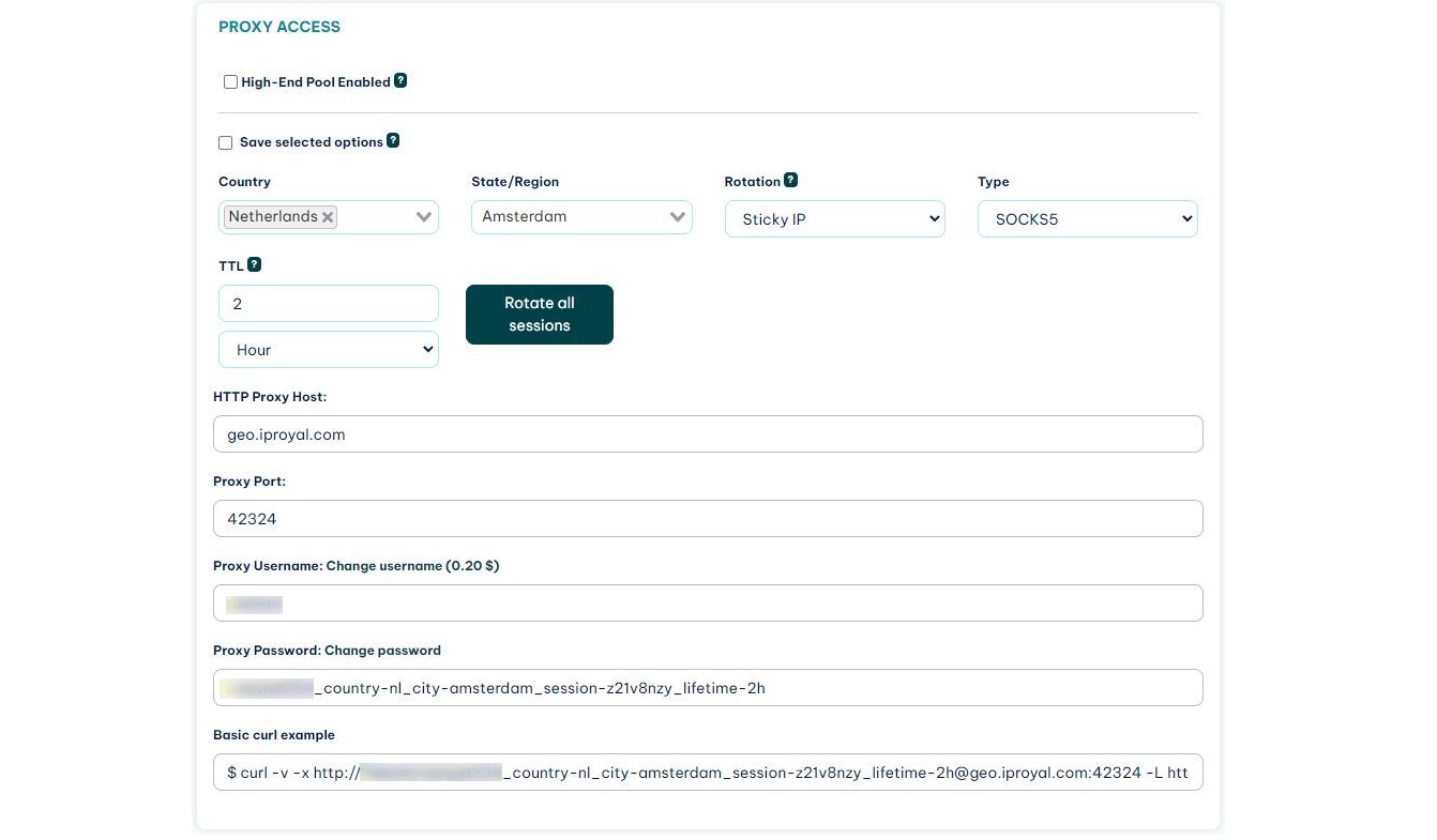 IPRoyal Dashboard