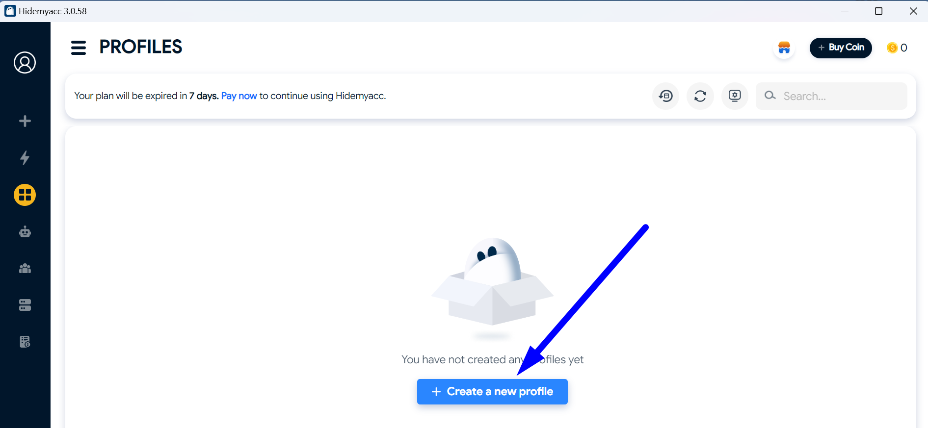 Hidemyacc Создать новый профиль