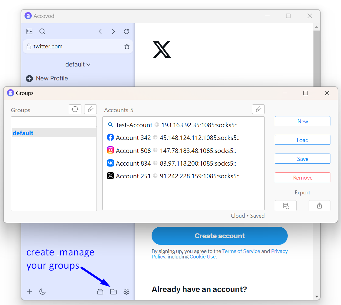 testando conexões proxy no accovod