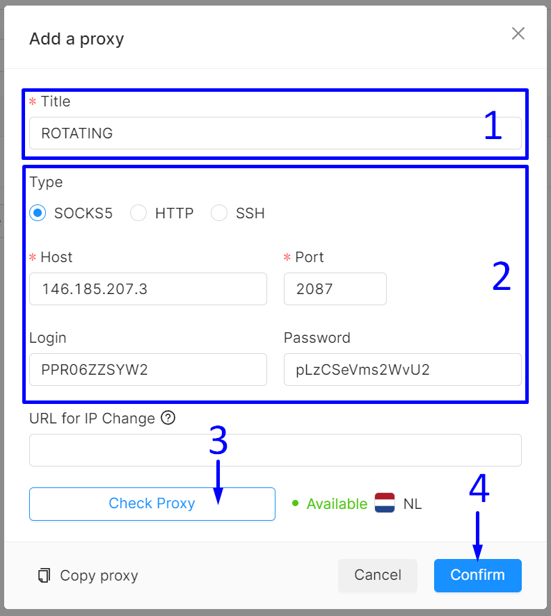 Details zum rotierenden Proxy von Octobrowser