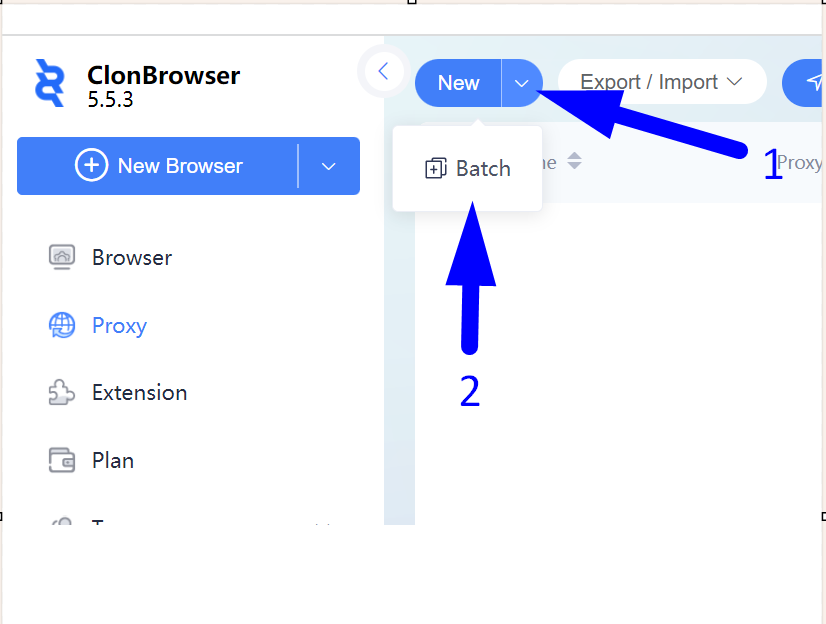 clonbrowser อัปโหลดรายการพรอกซี