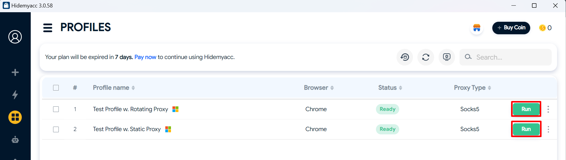 Hidemyacc успешно добавил прокси