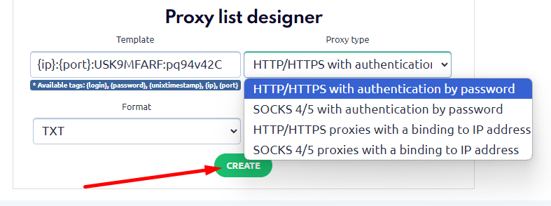 Generieren Sie eine Proxy-Liste im benötigten Format