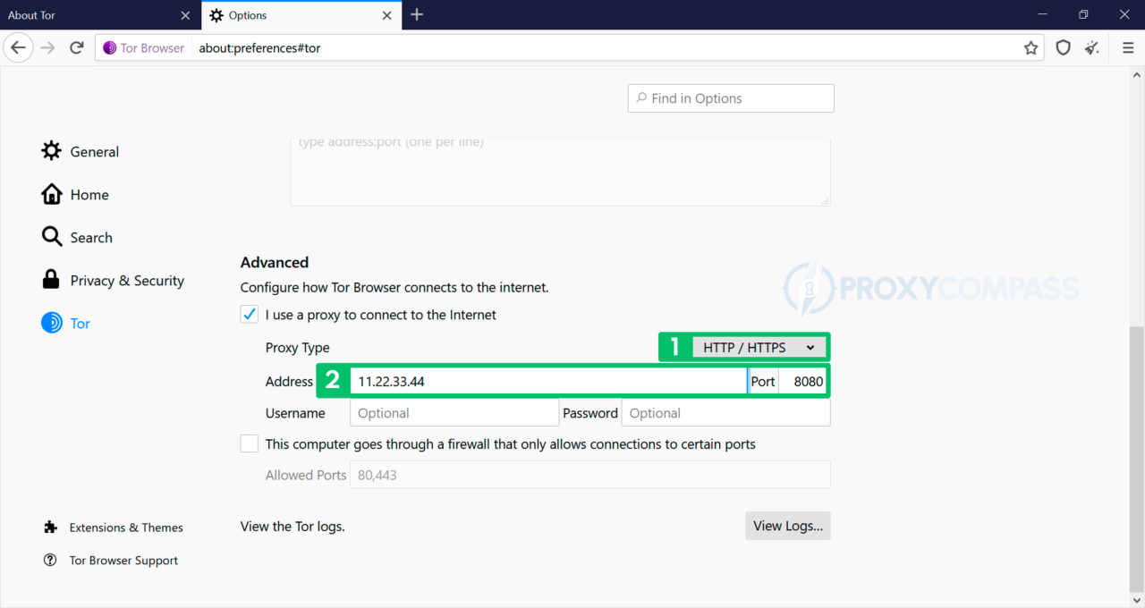 How to Set Up proxy Servers in Tor Browser - ProxyCompass