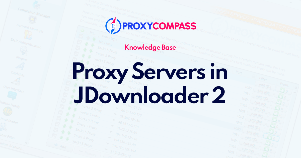 Configuration et utilisation de serveurs proxy dans JDownloader 2