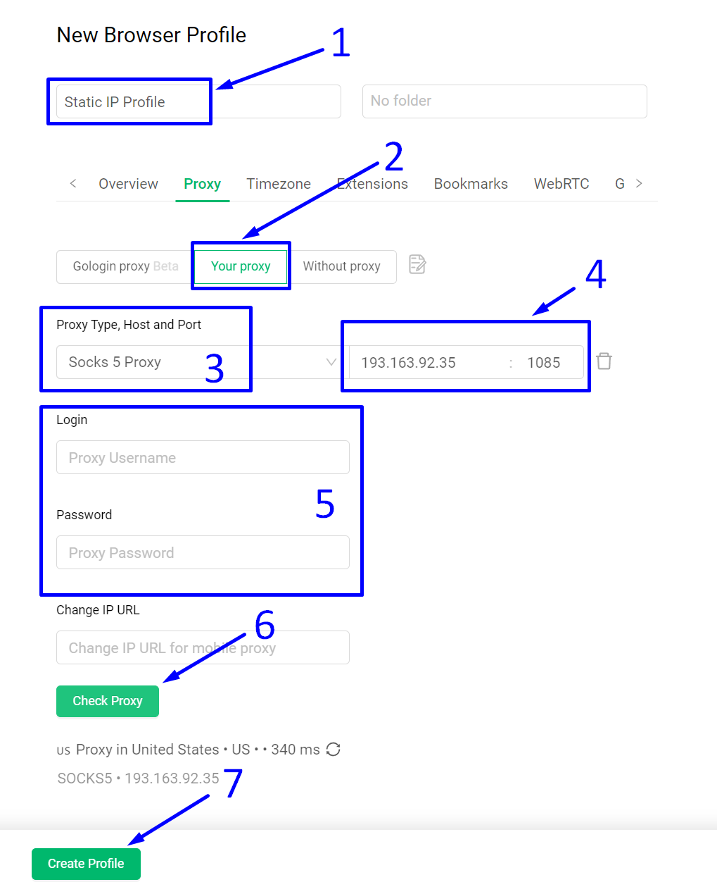 proxy statique de connexion