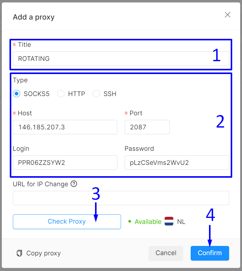 chi tiết proxy xoay vòng octobrowser