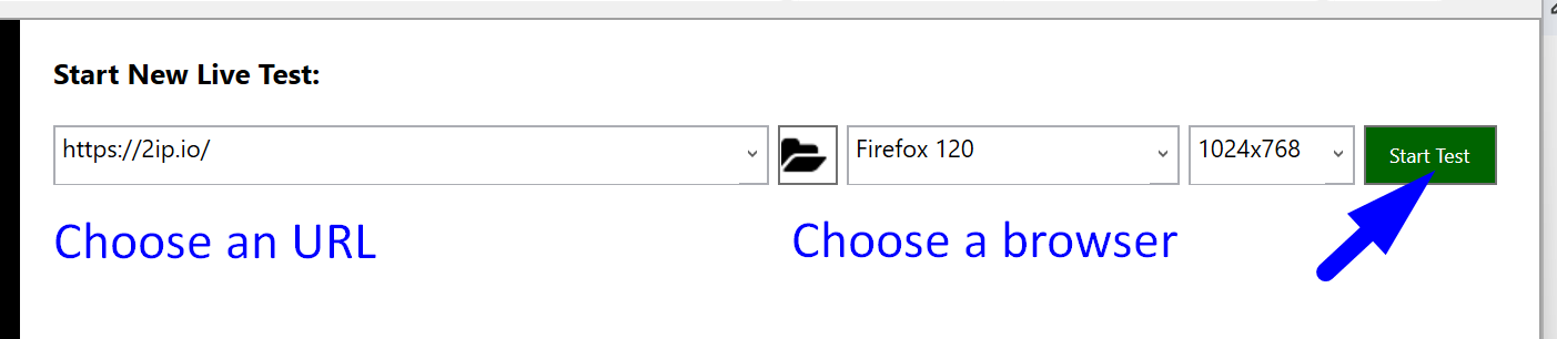 multibrowser escolhendo um navegador e uma página da web