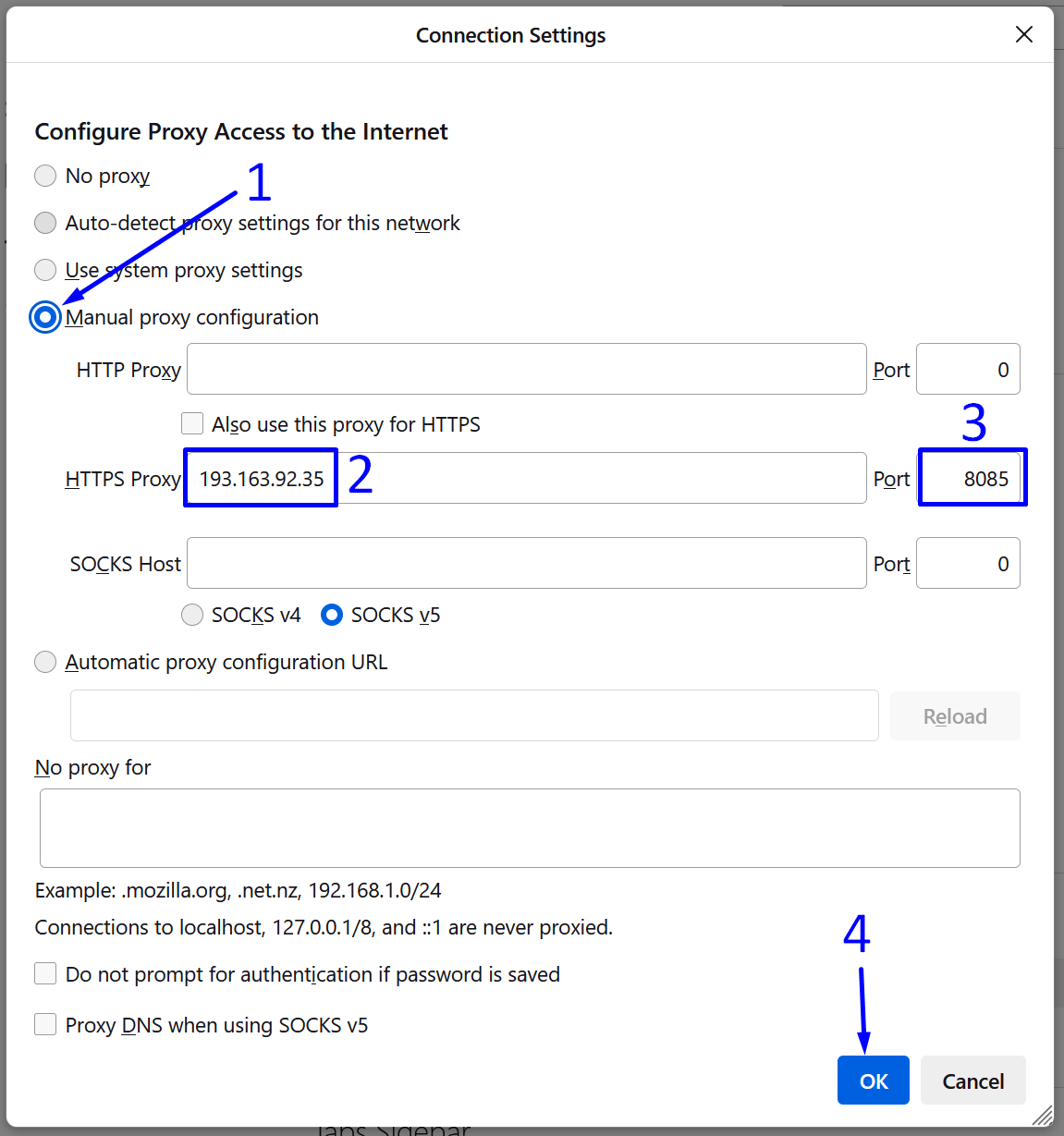 настройка https прокси в Waterfox