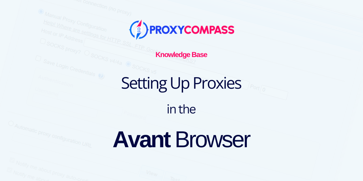 Thiết lập proxy trong trình duyệt Avant