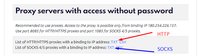 scarica la tua lista proxy